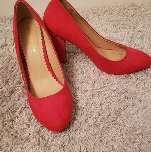 Firetruck Red Thick Heeled